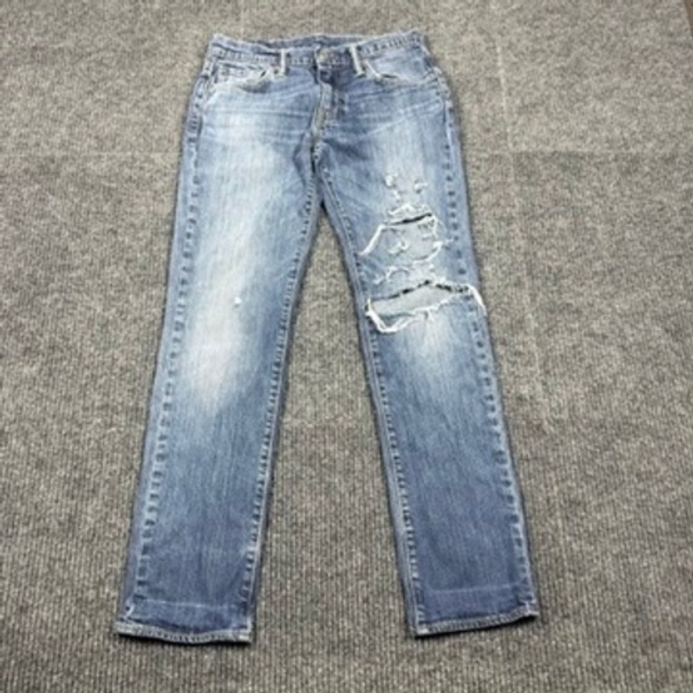 Levis 511 Slim Fit Distressed Ripped Blue Jeans Mens 30x32 04511-0970